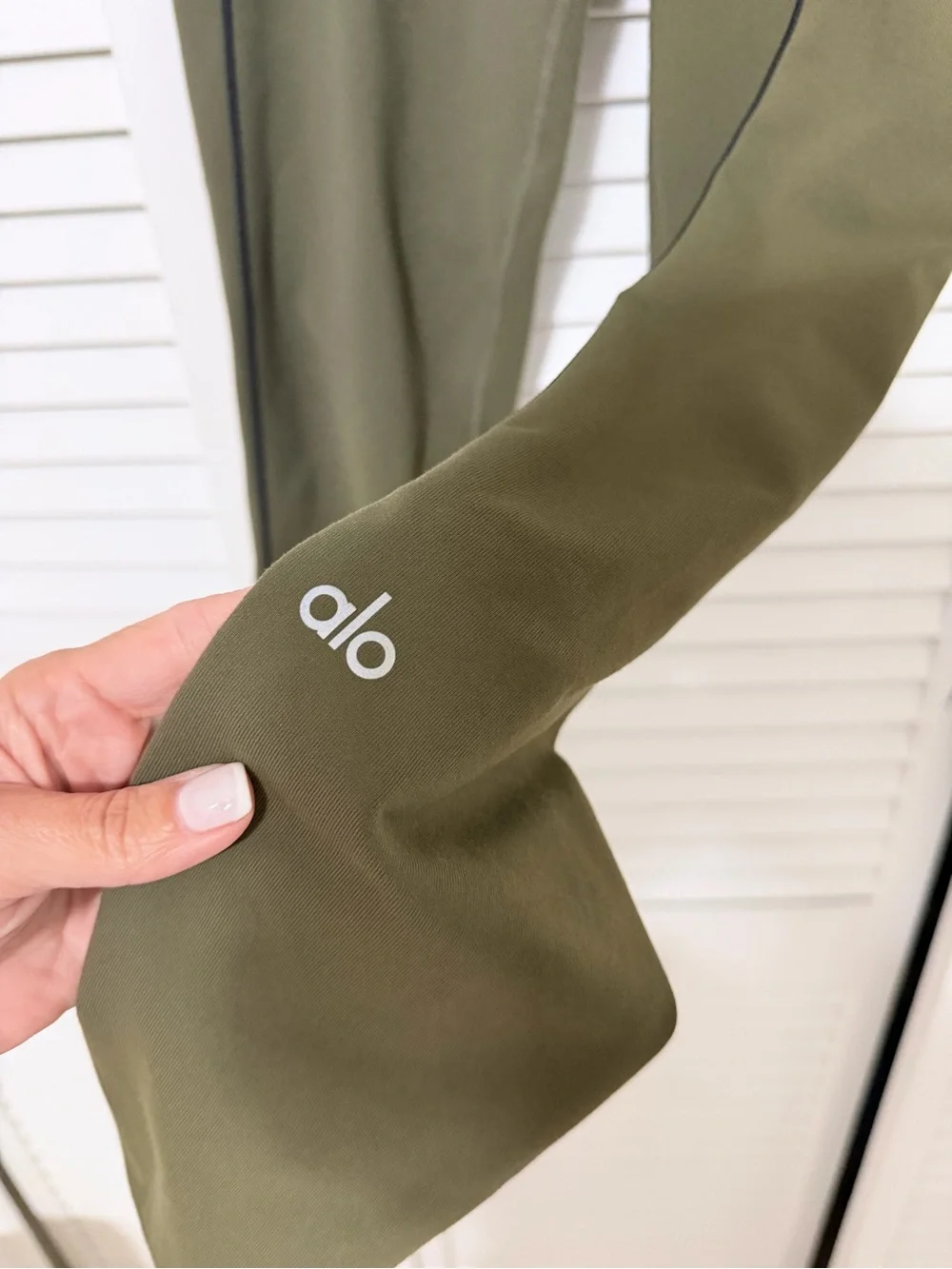 ALO Yoga Olive High-Waist Sculpt Leggings with Contrast Stitching